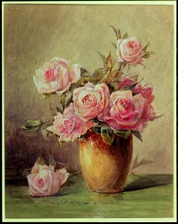 Rose rosa in un vaso giallo